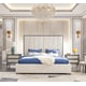 Ostrich Embossed Leather Dark Silver Grey King Bedroom Set 3Pcs Homey Design HD-6040