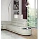 Ivory Leather Modern Corner L-shaped Sectional w/ 2 End Tables Cosmos Furniture Orchid
