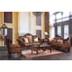 Homey Design HD-66 Luxury Cinnamon Finish  Living Room Sofa Carved Wood