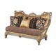 Luxury Silk Chenille Gold w/Silver Wood Loveseat HD-90018 Classic Traditional