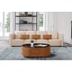 Luxury Italian Leather Oversize Sofa Beige & Orange MAKASSAR EUROPEAN FURNITURE 