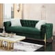 Green Velvet & Gold Finish Sofa Set 2Pcs Modern Cosmos Furniture Emerald