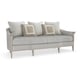 Light Grey Velvet Wood Frame in Metallic Silver Sofa EAVES DROP by Caracole 