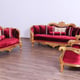Classic Burgundy Gold Fabric 30015 BELLAGIO II Sofa Set 6Pcs EUROPEAN FURNITURE 