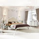 Cream Leather & Mirror Tufted Headboard King Bed Homey Design HD-2800