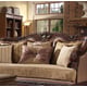 Homey Design HD-386 Espresso Fabric Dark Cherry Finish Sofa Loveseat Set 2 Pcs Carved Wood Traditional