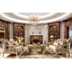 Champagne Chenille Sofa Set 3Pcs Carved Wood Traditional Homey Design HD-2663 