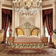 Luxury CAL King Bedroom Set 3 Psc Gold Curved Wood Homey Design HD-8024 