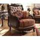 Homey Design HD-3630 Espresso Fabric Dark Chocolate Bonded Leather Sofa Set 3Pcs Carved Wood Classic