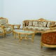 Imperial Luxury Gold Fabric LUXOR Sofa Set 4Ps EUROPEAN FURNITURE Solid Wood
