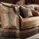 Mahogany & Beige Sofa Set 2Pcs Carved Wood Traditional Homey Design HD-1631