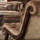 Mahogany & Beige Armchair Carved Wood Traditional Homey Design HD-1631