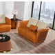 Italian Leather Sand Orange Brown Sofa Set 3Pcs GLAMOUR EUROPEAN FURNITURE Modern