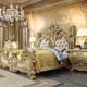 Antique Gold & Leather CAL King Bedroom Set 6Pcs Traditional Homey Design HD-1801