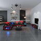 Ultra Fancy BLACK RED Sectional Italian Leather SPACESHIP EUROPEAN FURNITURE 