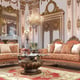 Gold Finish & Silk Brown Fabric Sofa Traditional Homey Design HD-106