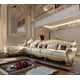 Metallic Antique Gold & Pearl Leather 3Pcs Sectional Traditional Homey Design HD-132