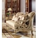 Champagne Chenille Loveseat  Carved Wood Traditional Homey Design HD-2663