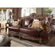 Mahogany & Metallic Gold Finish Sofa Set 2Pcs Traditional Homey Design HD-89