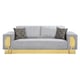 Gray Fabric Sofa & Loveseat Set 2Pcs Gold Finish Modern Cosmos Furniture Megan