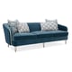 Prussian Blue Velvet Finish Sofa Contemporary Hour Time by Caracole 