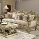 Metallic Bright Gold Sofa Set 2Pcs Carved Wood Traditional Homey Design HD-2659