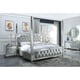 Silver & Mirror CAL King Canopy Bedroom Set 3 Pcs Modern Homey Design HD-6001