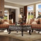 Homey Design HD-2627 Luxury Upholstery Brick/Gold Sofa Loveseat Chair Coffee Table and End Table Carved Wood Set 5Pcs