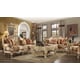 Homey Design HD-1633 Victorian Upholstery Antique Gold Traditional Living Room Carved Wood Set 8Pcs