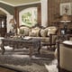 Dark Walnut & Beige Sofa Set 6Pcs w/ Coffee Tables Carved Wood Traditional Homey Design HD-92 