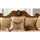 Homey Design HD-481 Antique Gold Burgundy Chenille Fabric Sofa Carved Wood Classic
