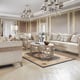 Satin Beige Fabric Sofa Set 3Pcs Traditional Homey Design HD-20301 