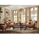 Luxury Chenille Brick & Gold Sofa Set 2 Carved Wood Homey Design HD-2627 Classic