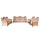 Luxury Brown & Gold Wood Trim TIZIANO Sofa EUROPEAN FURNITURE Traditional