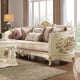 Cream Chenille Sofa Set 2Pcs Bone Carved Wood Traditional Homey Design HD-2011