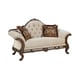 Luxury Beige Chenille Dark Carved Wood Loveseat HD-90021 Classic Traditional