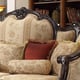 Homey Design HD-953 Luxury Upholstery Golden Beige Dark Brown Carved Wood Living Room Sofa Loveseat and Chair Set 3Pcs