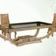 Luxury Golden Finish Dining Table w/Glass Top Carved Wood Benetti's Riminni 