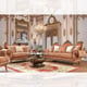 Gold Finish & Silk Brown Fabric Sofa Traditional Homey Design HD-106