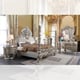 Silver & Bronze Finish Tufted King Poster Bed  Set 5Pcs Traditional Homey Design HD-1811
