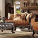 Luxury Chenille Brick & Gold Loveseat Carved Wood Homey Design HD-2627 Classic
