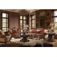 Dark Oak & Floral Chenille Sofa Set 3Pcs  Traditional Homey Design HD-39 