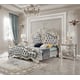 Luxury Silver CAL King Bedroom Set 3Pcs Carved Wood Traditional Homey Design HD-5800GR