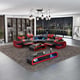 BLACK RED Italian Leather Sectional Dual Recliner LIGHTSABER EUROPEAN FURNITURE 