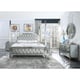 Silver & Mirror CAL King Canopy Bedroom Set 3 Pcs Modern Homey Design HD-6001