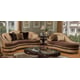 Golden Beige Chenille Dark Brown Wood Sofa Chaise Set 2 Pcs HD-90016 Traditional