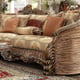 Homey Design HD-1601 Lavish Old World Gold Mixed Fabric Living Room Sofa and Loveseat Set 2Pcs