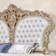 White Leather & Golden Finish King Bed Traditional Homey Design HD-9102