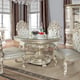 Baroque Belle Silver Dining Chair Set 2Pcs Tufted Leather Homey Design HD-8088 