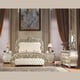 White Leather & Metallic Champagne CAL King Bed Set 5Pcs Traditional Homey Design HD‐8011CH